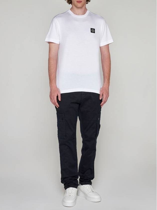 Garment Dyed Old Effect Stretch Broken Twill Cotton Cargo Pants Navy - STONE ISLAND - BALAAN 3