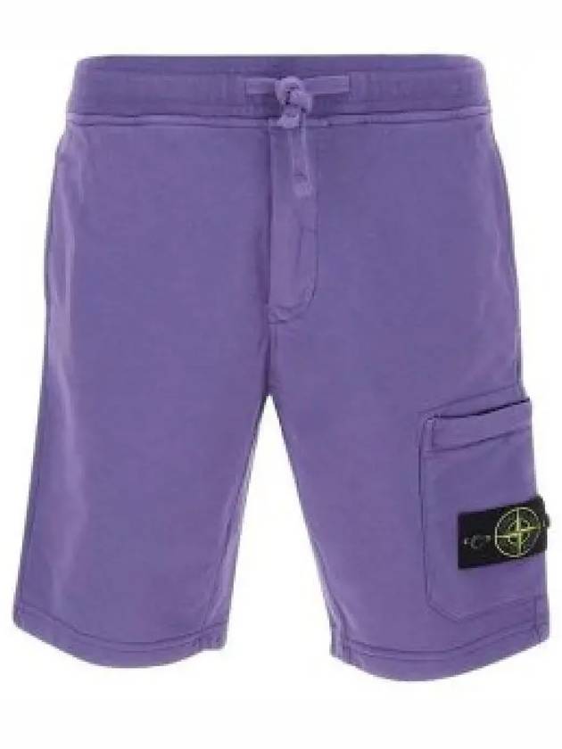 Cotton Fleece Cargo Bermuda Shorts Purple - STONE ISLAND - BALAAN 2