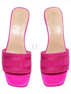 Dway Embroidered Satin Cotton Sandal Heels Rani Pink - DIOR - BALAAN 2