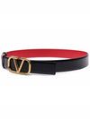 V Logo Signature Reversible Leather Belt Black Red - VALENTINO - BALAAN 6