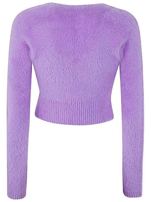 La Maille Neve Manches Longues Fluffy Charm Logo Cardigan Purple - JACQUEMUS - BALAAN 4