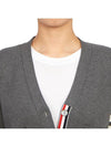 Cotton 4-Bar Milano Classic V-Neck Cardigan Medium Grey - THOM BROWNE - BALAAN 9