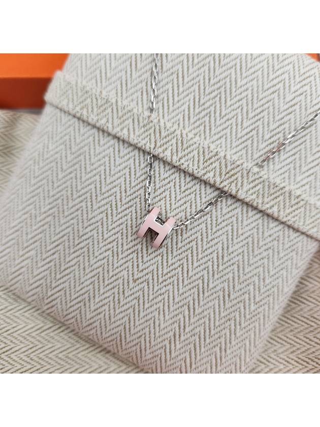 Mini Pop H Pendant Silver Necklace Rose Dragee - HERMES - BALAAN 2