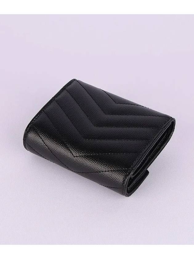 Monogram Cassandra Matelasse Half Wallet Black - SAINT LAURENT - BALAAN 5