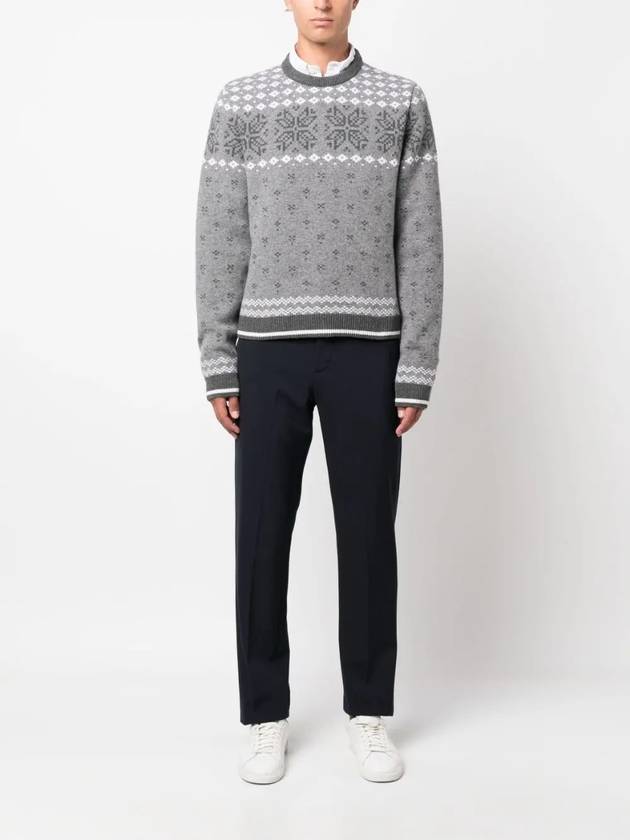 Snowflake Fair Isle Wool Knit Top Grey - THOM BROWNE - BALAAN 3