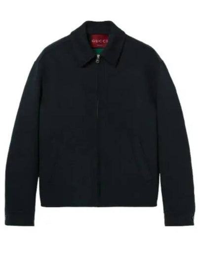 Jacquard Wool Zip-Up Jacket Dark Blue - GUCCI - BALAAN 2