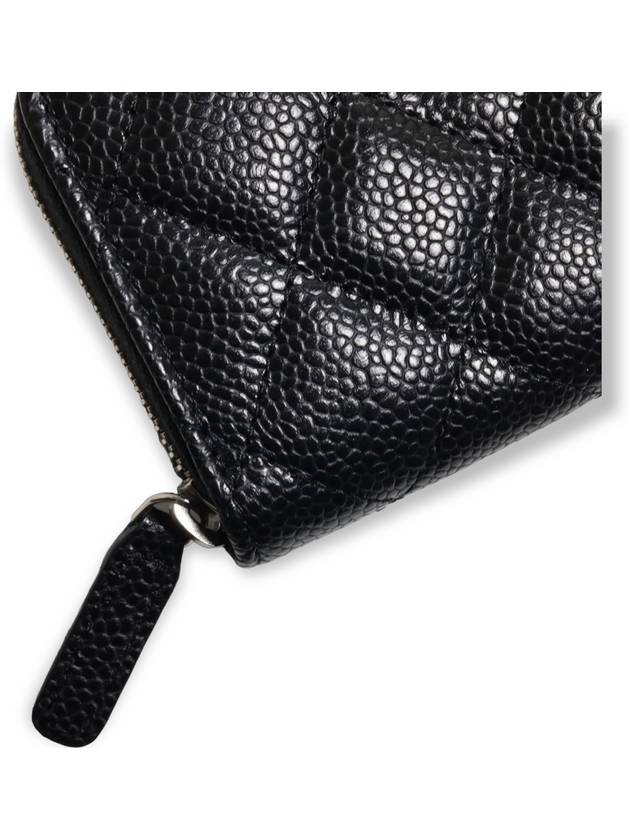 Classic Zipped Coin Purse Grained Calfskin Silver Black - CHANEL - BALAAN 5