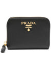 Metal Logo Saffiano Coin Card Wallet Black - PRADA - BALAAN 2