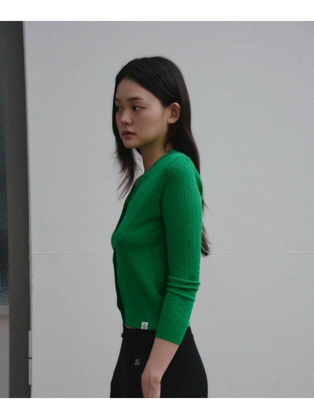 V neck cable knit cardigan Green - THE GREEN LAB - BALAAN 4