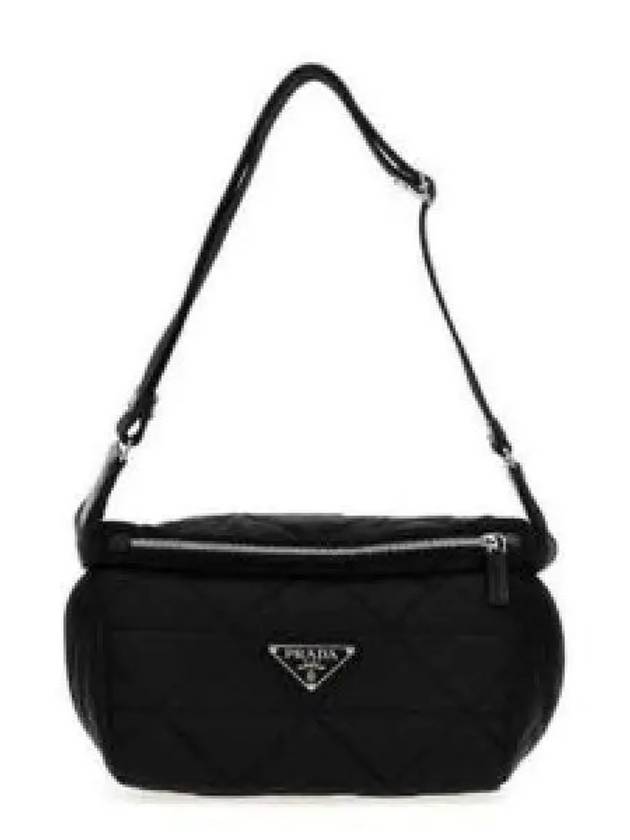 Triangle Logo Plaque Puffer Cross Bag Black - PRADA - BALAAN 2