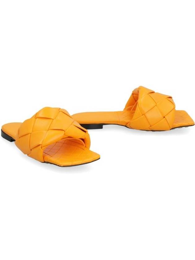 Women's Lido Leather Slippers Orange - BOTTEGA VENETA - BALAAN 4