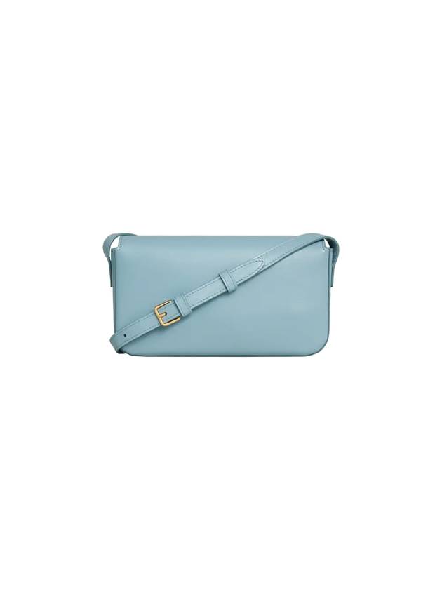 Claude Shiny Calfskin Shoulder Bag Blue - CELINE - BALAAN 4