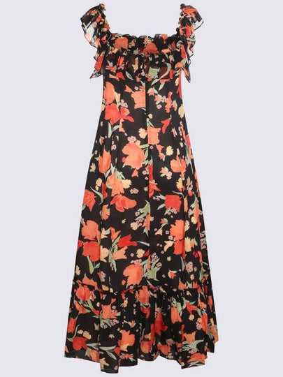 Rixo Havana Floral Black Viscose June Dress - RIXO LONDON - BALAAN 2