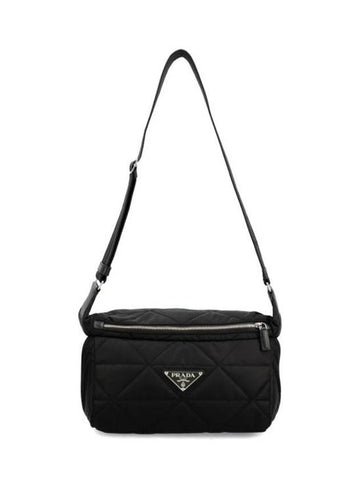 Triangle Logo Plaque Puffer Cross Bag Black - PRADA - BALAAN 1