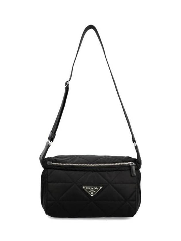 Triangle Logo Plaque Puffer Cross Bag Black - PRADA - BALAAN 1