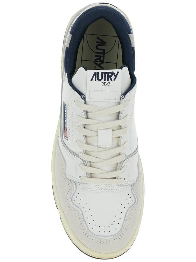 White Low Top Sneakers With Blue Details And Logo Patch In Leather Man - AUTRY - BALAAN 4