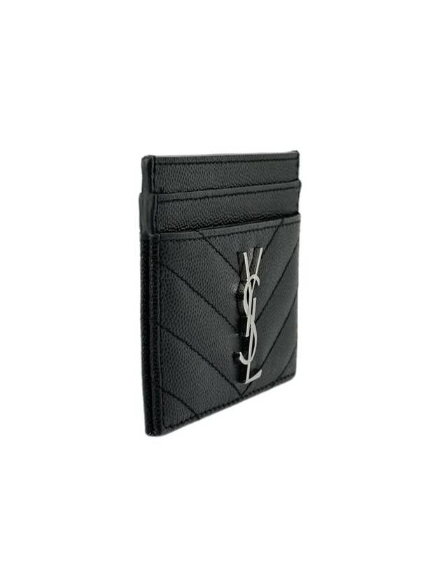 Monogram Chevron Silver Card Wallet 423291 BOW02 - SAINT LAURENT - BALAAN 3