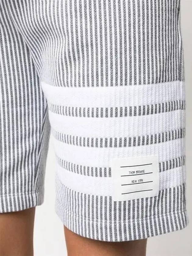 Seesucker Loopback 4 Bar Stripe Shorts Light Grey - THOM BROWNE - BALAAN 4