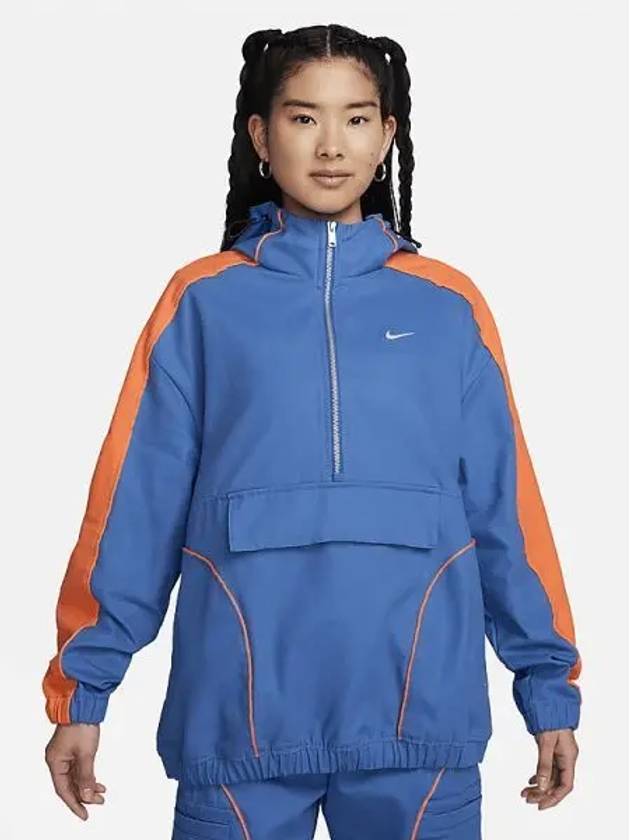 Sportswear Street Women s Oversized Anorak Jacket Star Blue Bright Mandarin White FN2034 402 709759 - NIKE - BALAAN 1