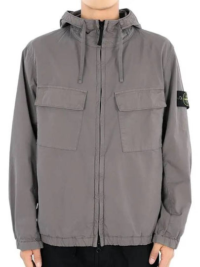 Cotton Twill Stretch Hooded Jacket Dove Grey - STONE ISLAND - BALAAN 2