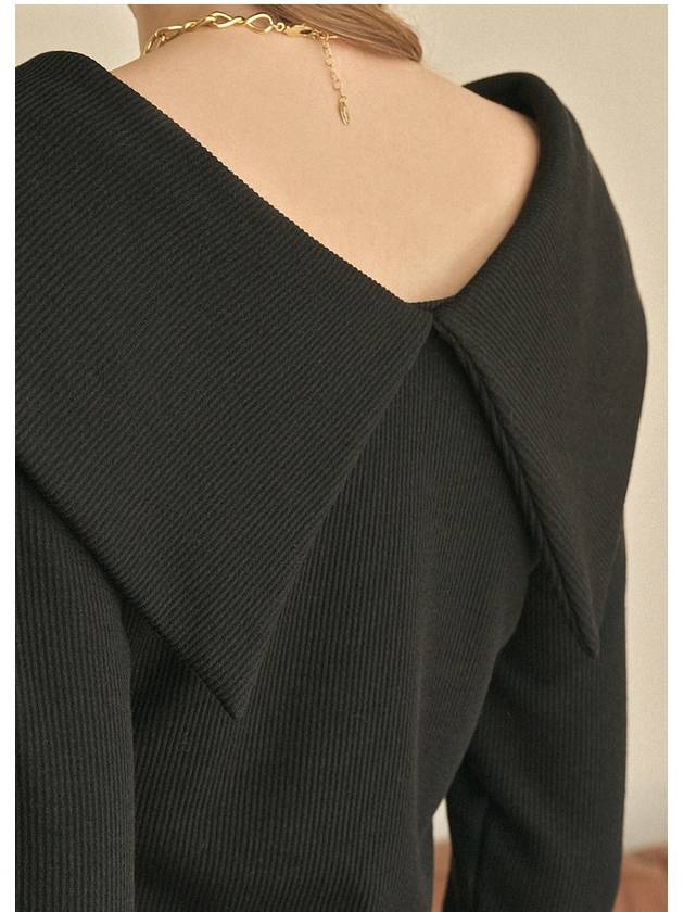 Daylily Big Collar Long Sleeve T-Shirt Black - MICANE - BALAAN 8