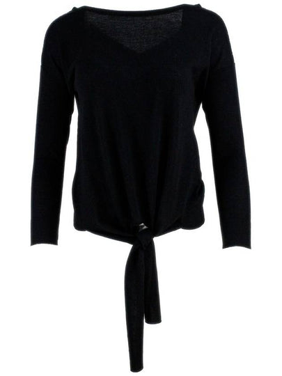 shoulder detail knot knit top black - FABIANA FILIPPI - BALAAN 2