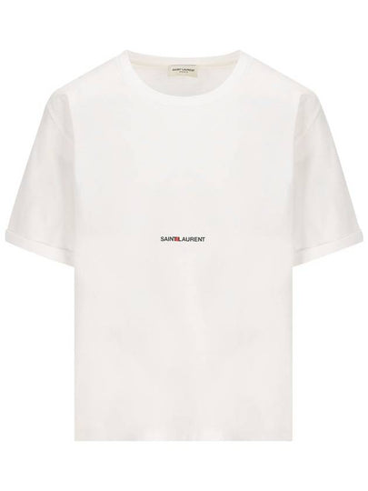 Rive Gauche Short Sleeve T-Shirt White - SAINT LAURENT - BALAAN 2