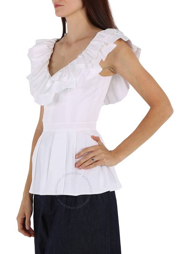 Ruffle Peplum Sleeveless Blouse White - ALEXANDER MCQUEEN - BALAAN 4