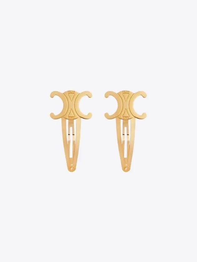 Triomphe Snap Brass Steel Hair Clip Gold Set Of 2 - CELINE - BALAAN 2