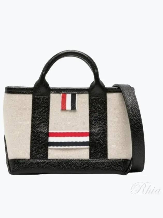 RWB Stripe Cotton Canvas Mini Tool Tote Bag Black Beige - THOM BROWNE - BALAAN 2