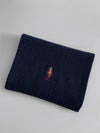 Teddy Bear Logo Embroidered Rib Wool Blend Muffler Navy - POLO RALPH LAUREN - BALAAN 4