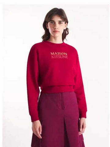 Women s Gradient Crop Sweatshirt Winterberry Domestic Product GM0024090682381 - MAISON KITSUNE - BALAAN 1