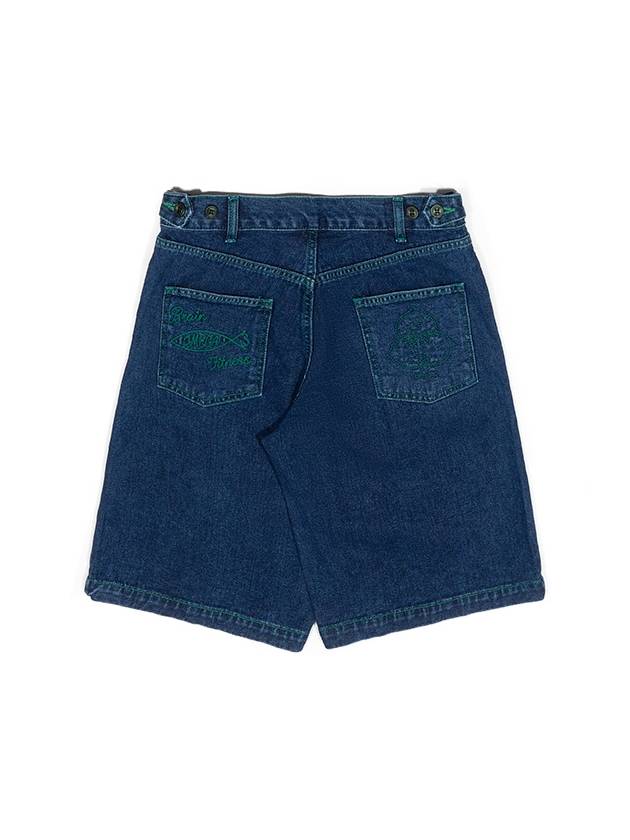 Men's Green Stitch Embroidery Denim Shorts Denim I2SP01NV - IOEDLE - BALAAN 4