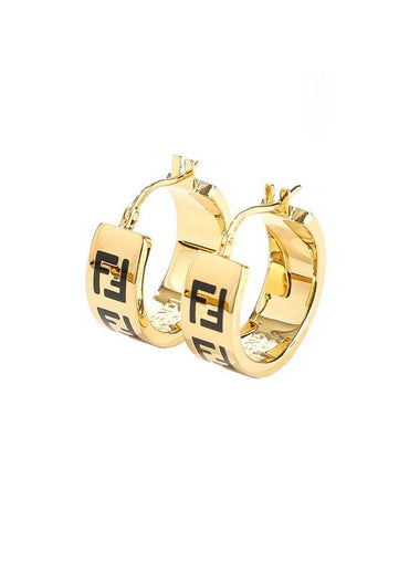 Forever Enamel FF Metal Earrings Gold - FENDI - BALAAN 1