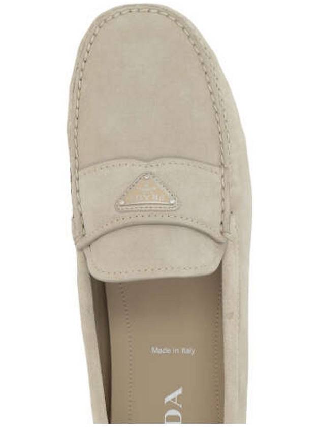 Triangle Logo Suede Driving Shoes Beige - PRADA - BALAAN 4