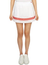 Women's Logo Print Striped Pleated Skirt White - SPORTY & RICH - BALAAN 2