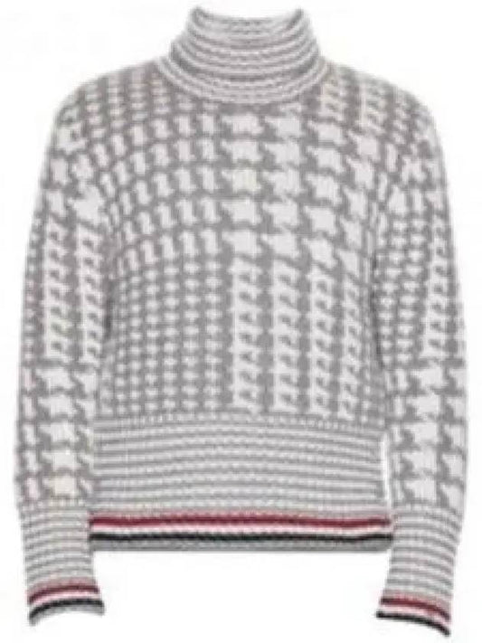 Prince ofwales jacquard detail cashmere turtleneck knit MKA431A Y2001 055 - THOM BROWNE - BALAAN.