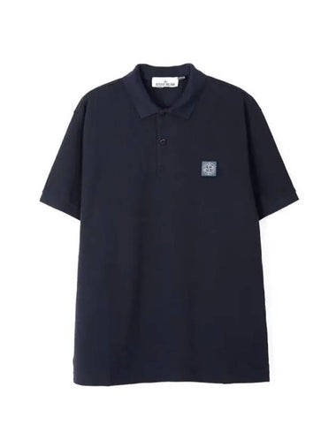 Compass Patch Short Sleeve Polo Shirt Navy - STONE ISLAND - BALAAN 1