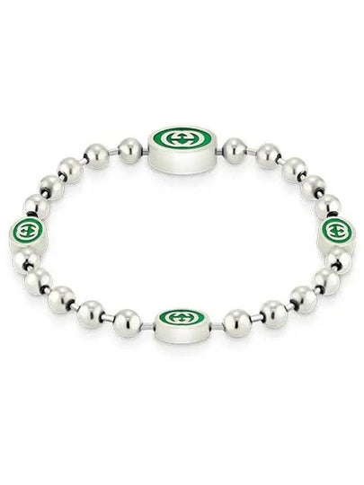 Women's Interlocking G Enamel Bracelet Silver Green - GUCCI - BALAAN 2