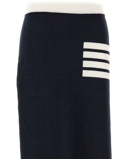 Double Face Merino 4 Bar A Line Skirt Navy - THOM BROWNE - BALAAN 2