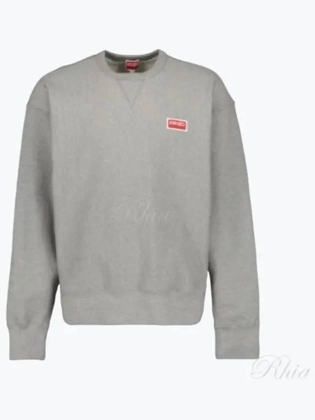 Paris Logo Crew Neck Cotton Sweatshirt Pearl Grey - KENZO - BALAAN 2