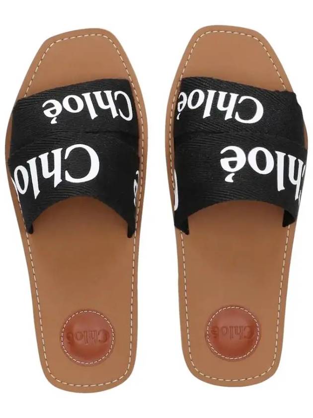 Woody Logo Flat Mule Slippers Black - CHLOE - BALAAN 5