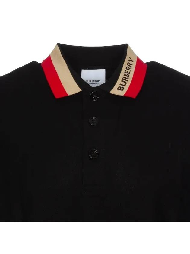 Logo Stripe Short Sleeve Polo Shirt Black - BURBERRY - BALAAN 8