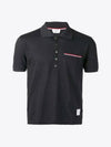 Men's Three Stripes Pocket Mercerized Short Sleeve Polo Shirt Dark Grey - THOM BROWNE - BALAAN 2