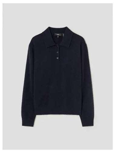 Women s Cashmere Polo T shirt Deep Navy Domestic Product - THEORY - BALAAN 1