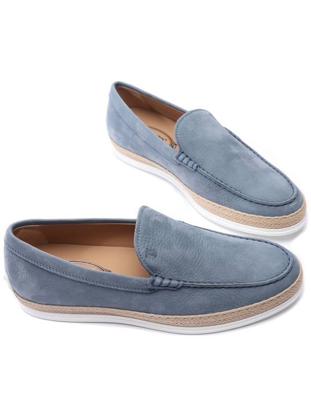 Men's Newbuck Embossed Logo Slip-On Loafers Blue - TOD'S - BALAAN 6