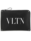 Rockstud Logo Clutch Bag Black - VALENTINO - BALAAN 1