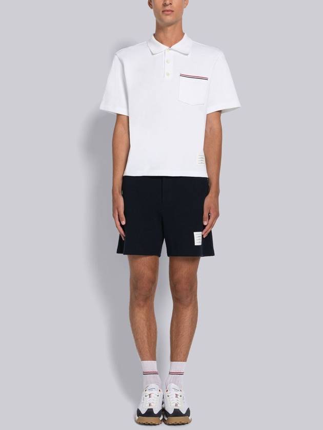 RWB Pocket Interlock Cotton Short Sleeve Polo Shirt White - THOM BROWNE - BALAAN 7