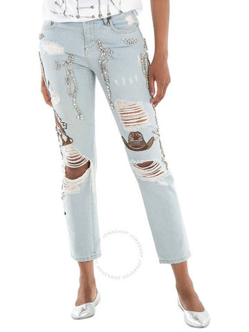 Philipp Plein Boyfriend Cowboy Patch-Embellished Jeans, Waist Size 26" - PHILIPP PLEIN - BALAAN 1