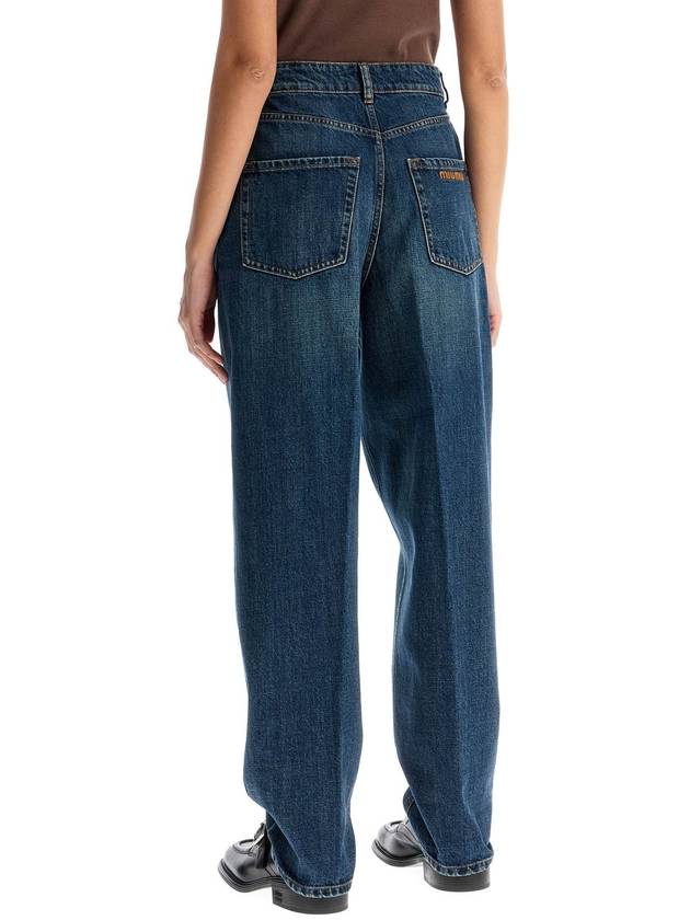 high-waisted distressed effect jeans - MIU MIU - BALAAN 3